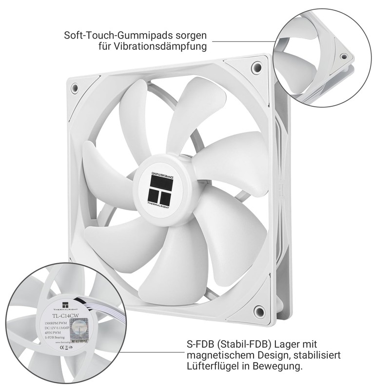 Thermalright TL-C14CW High Performance CPU PWM Fan Case Fan PC