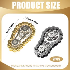 2PCS Bike Chain Fidget Toy, Adult Fidget Toys, Fidget Toys For Anxiety, Stress Relief Spinning Toy Party Favors Gifts Anxiety Relief (Gold and Black)