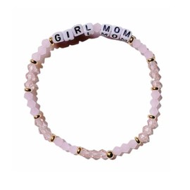 Jgrprlq Girl Mom Bracelet Beaded Pink Mother's Day Gifts for Women Mom Gifts for New Girl Mama Beads Bracelet