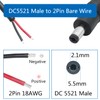 12V DC Power Pigtails Cable,0.5m/1.65ft DC 5.5mm x 2.1mm Male