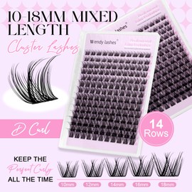 WENDY Natural Lash Clusters D Curl Volume Eyelash Clusters Ultra Thin Eyelash Roots Individual Lashes DIY Soft Comfortable Lash Extension(WD01-D-10-18MM）