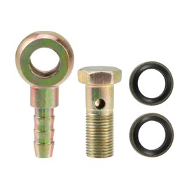 QUARKZMAN 1 Set M10x1 Banjo Screws Kit with Copper Discs Iron Bronze Tone