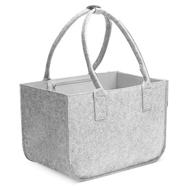 STQDEU Shopping Basket Thermo, Felt Shopping Bag with Handles, Felt Bag Large, Firewood Felt Bag Shopper, Firewood Basket, Durable Felt Shopping Bag, Usable (Light Grey, S (40 x 27 x 27 cm)