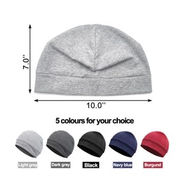Quacc Unisex Cotton Beanie Hat Thin Running Skull Cap Winter Summer Sports Hat Chemo Cap Multifunctional Lightweight Helmet Liner Night Sleep Cap Beanies Hat for Men Women (Light Gray)