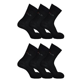 FILA Pack of 6 unisex socks, sports stockings for men or women (6 pairs), Black (200)