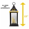 Banberry Designs Decorative Three Candle Black Lanterns Lighted LED -