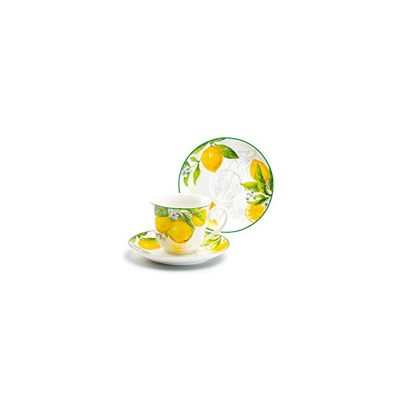 Grace Teaware Lemon Garden Fine Porcelain Tea Cup and Saucer