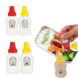 Mookblank 12 Pcs Mini Condiment Squeeze Bottles Set for Bento Box Accessories, Mini Ketchup Bottles Portable Lunch Box Dressing Dispensers for Liquids Tomato Sauces Syrup Honey Condiment (3 styles)