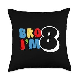Bro I'm 8 Year Old Bruh It's My 8th Birthday Kids Boy Gum Throw Pillow