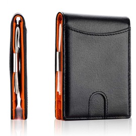 Hombre Carteras de Cuero con Money Clip Lumbor37 Cartera para Hombre RFID Bloquea Billetera de Bifold Cartera de Tarjeta de Crédito