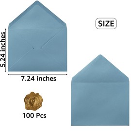 100 Pieces A7 Envelopes Colorful 5x7 Envelopes for Greeting Cards, Birthday, Weddings, Baby Shower Invitation Cards (Dusty-Blue, 5.24 x 7.24 Inches)