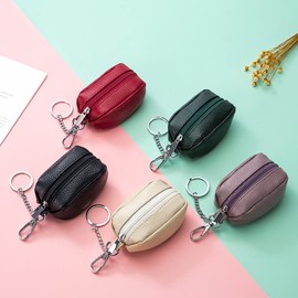 Genuine Leather Key Case Universal Car Key Case Car Key Bag Remote Control Wallet Bag Key Case Zip Key Fob Car Key Holder Purple