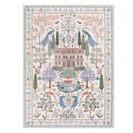 LIVEBOX Area Rug 6x9 Rug for Living Room, Machine Washable Rug for Bedroom, Large Floral Dining Room Rugs Non-Slip Low Pile Farmhouse Carpet for Living Room, Nursery Room, Playroom, Beige