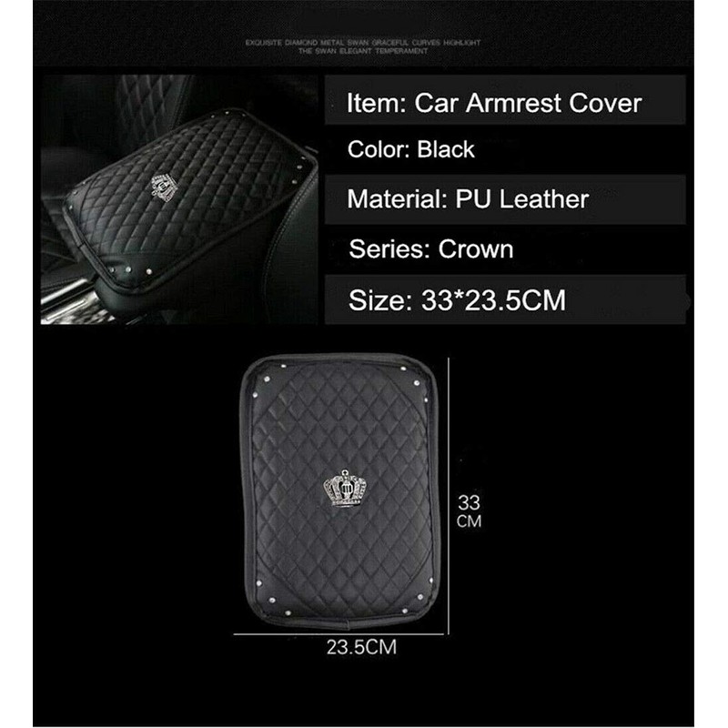 Riloer LanCo Centre Console Armrest Cover Car Armrest Pad Rhinestone