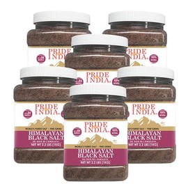 Pride Of India - PACK of 6 - Himalayan Black Rock Salt - Fine Grind, 2.2 Pound (1 Kg)-Kala Namak - Contains 84+ Minerals - Perfect for Cooking, Tofu Scrambles, Table, Kitchen, Restaurant, Bathing Use