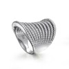 Coil Cubic Zirconia Pave CZ Slinky Modern Full Finger Two