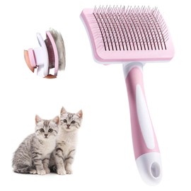 Vinabo Cat Brush,Dog Brush Cat Grooming Comb,Self Cleaning Pet Slicker Brushes,for Short Haired Cats, Small Dog Grooming Brush Safe and Smooth,Cat Massage Clean Tangled(Pink)