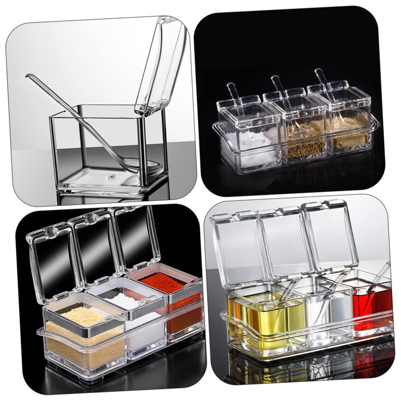 ABOOFAN 1Set Transparent Seasoning Jar Kit Compartment Spice Container Set