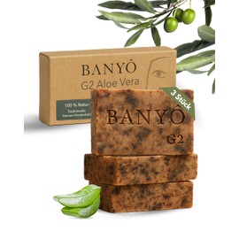 BANYÔ G02 Aloe Vera Gesichtsseife 3er-Set I Handgemachte Hamamseifen mit 100% natürlichen Inhaltsstoffen I Feuchtigkeitsspendend & beruhigend I Lindert Hautirritationen I Ideal für strapazierte Haut