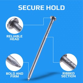 Nails Round Head Wood (Pack of 50) Nails for Wood Galvanised Nail Black for DIY and Crafts Home Decor Woodwork Furniture Size: Length 50 mm Nail Diameter 2.5 mm