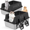 2 Pack XL Stainless Steel Litter Box with High Sides