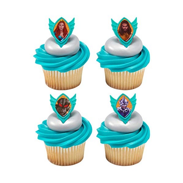 Decopac 24 Aquaman Cupcake Rings Toppers Cake Decoration