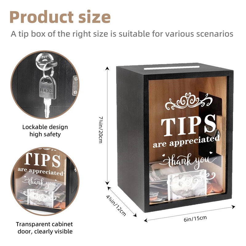 WNJ Wooden Tip Box with Lock & Slot - Secure