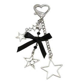 WELLRI Cute Y2K Star Keychain Bag Charm Black Bow Heart Kawaii Pendant Ita Bag Purse Decor Accessory Women Girls Gifts