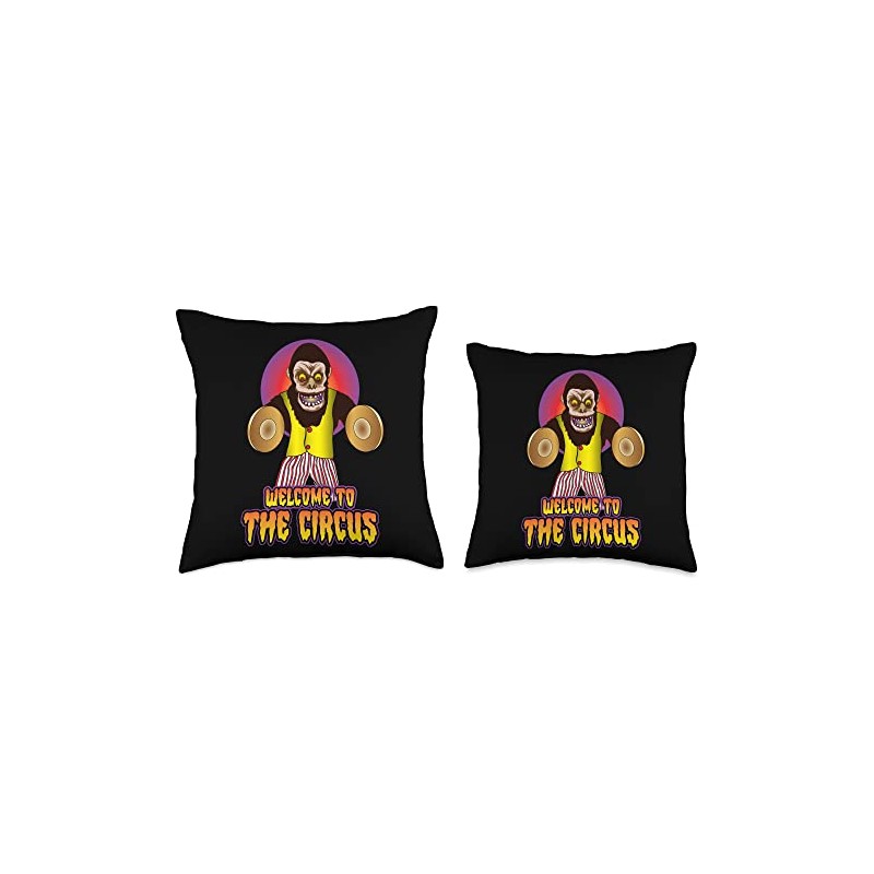 Welcome to the Circus Cymbal Monkey Throw Pillow