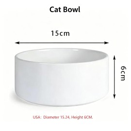 Porcelain Pet Vessel Bowl Ceramic Dog Dish 15cm 18cm Sturdy White Easy Clean High Quality Cat Feeder BowlColor: White 2