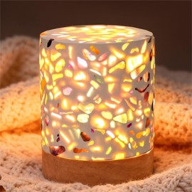 RJINGSHI Crystal Agate USB Night Light, Three-Color Seven-Color Gypsum with Adjustable Brightness for Sleep, Eye Protection (Multicolored Crystal)