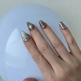 Circular Glitter Layer Sequin Magnetic Handmade Nail Tip - Square-Short / 원형글리터 레이어 스팽글 마그네틱 수제네일팁 - 스퀘어-숏