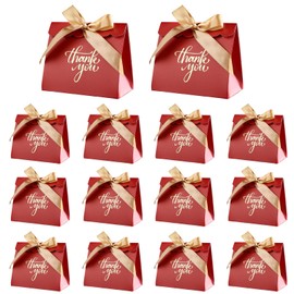 20Pcs Small Thank You Gift Bags Red Mini Gift Bags Bulk with Ribbons