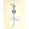 Large Silvery Metal Dragonfly and Faceted Pale Purple-Blue Glass Ceiling