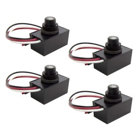 Solus SPC-688 120V Automatic Dusk to Dawn Photocell Photo Control Light Sensor Switch for Hardwire Outdoor Lamp Posts, UL Listed, Black, Pack of 4