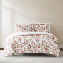 Lush Decor Vintage Rose Comforter 3 Piece Set Full/Queen Dusty Rose - Floral Comforter - Pink Flower Bedding Set - Garden Print - Coquette Decor