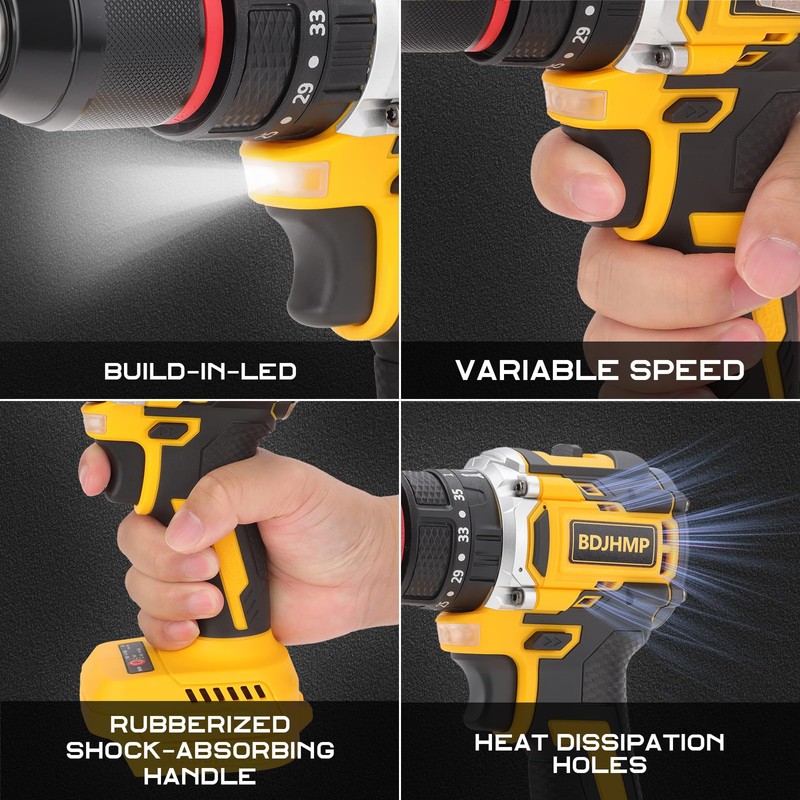 3/8" Brushless Compact Drill Tool Set, 85N.m 21V Cordless Drill