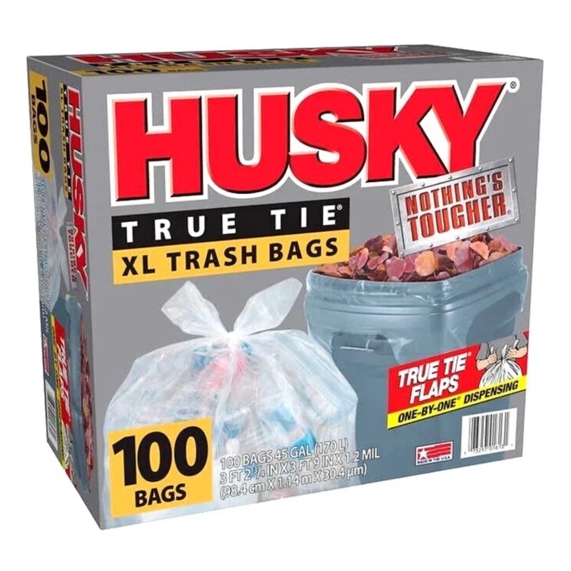 Husky New Husky True Tie XL Clear Trash Bags -