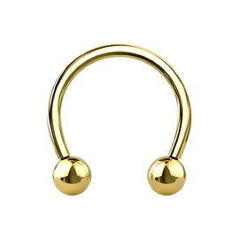 Pierced Owl 16GA PVD Plated G23 Implant Grade Titanium Internally Threaded Ball Ends Cartilage Helix Daith Septum Circular Horseshoe Barbell (Gold Tone)