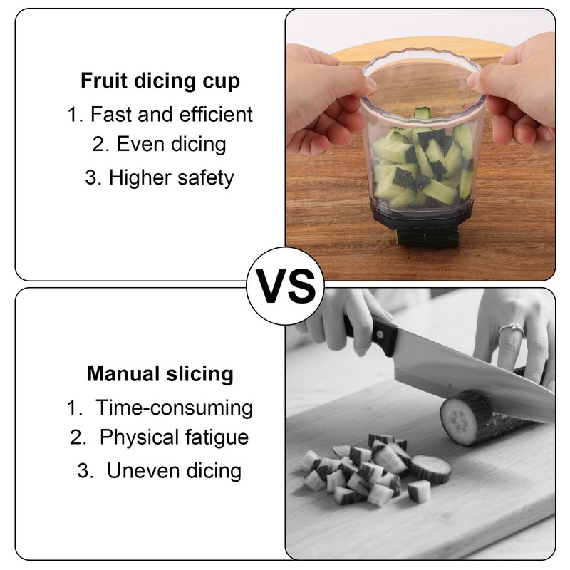 lasuroa Fruit Slicer Cup, Vegetable Chopper Fruit Dicer with Container