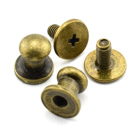 LQ Industrial 12 Pack Bronze Round Phillips Head Button Stud Screws 6x8x8mm Chicago Screws Nail Rivet for DIY Leather Craft