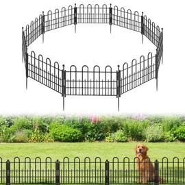 DurayLoly 10 Panels Decorative Garden Fence with U-Shape, 11.81in (H) X 16.42ft (L) Dog Fence Outdoor for Yard Security, Garden Fencing Includes Deep Stakes