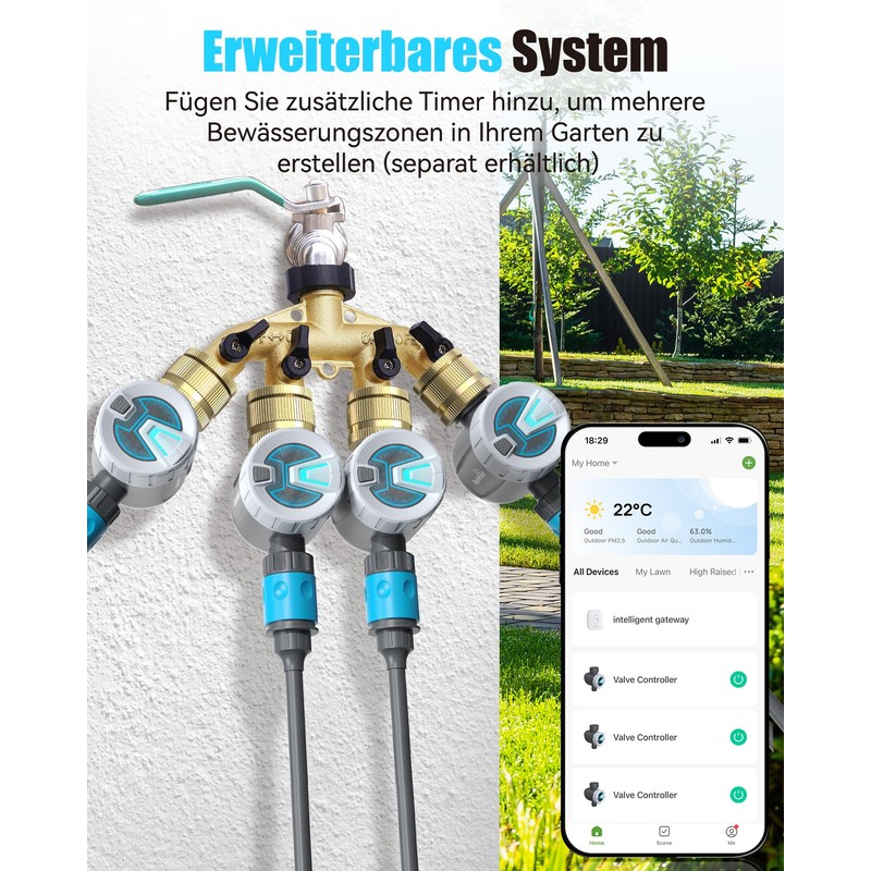 RAINPOINT Irrigation Computer WiFi Automatic Irrigation System with Brass Inlet