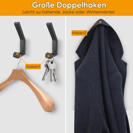 YIKANWEN Coat Hooks, Pack of 6 Coat Hooks, Aluminium Alloy for Drilling, Space-saving