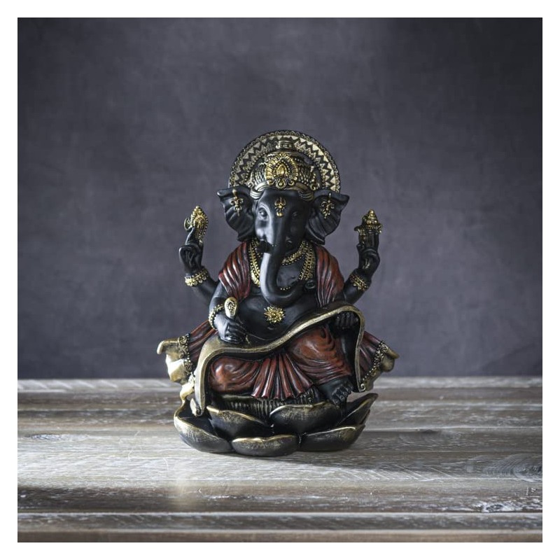 Pacific Giftware Black Ganesha Figurine Writes on Sacred Scroll Decorative
