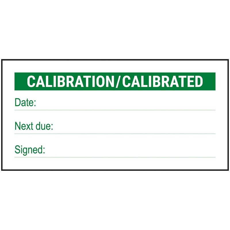 V Safety Write - On - Calibration/Calibrated Sticker - Green