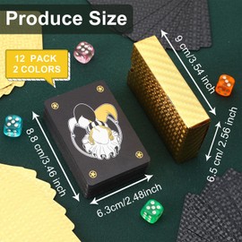 Zubebe 12 Decks of Playing Cards Waterproof Plastic Poker Cards Bulk Gold Foil Playing Cards Gift for Adults Washable Flexible Party Game Favors(Black, Gold)