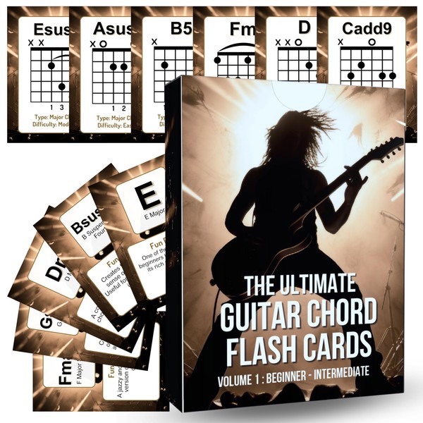 New! 50 Guitar Chord Flash Cards for Beginners & Amateurs