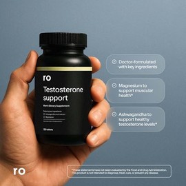 Apoyo de testosterona Ro para hombres | Suplemento nutricional diario con Ashwagandha para apoyar niveles saludables de testosterona y magnesio para p
