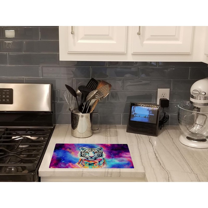 Caroline's Treasures DAC4048LCB Hippie Animal White Tiger Glass Cutting Board